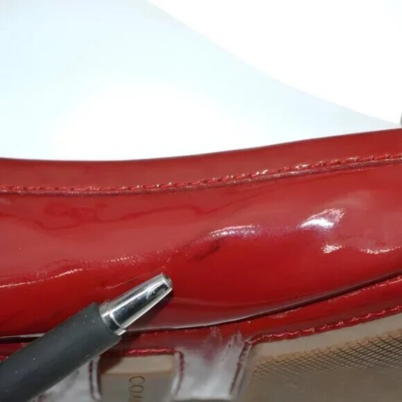 Coach Fire Red Classic Gold Buckle Patent Leather Dress Driving Loafers Flats 8 - Picture 7 of 12